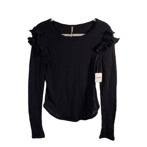 Free People Statement Long Sleeve with Shoulder Ruffle